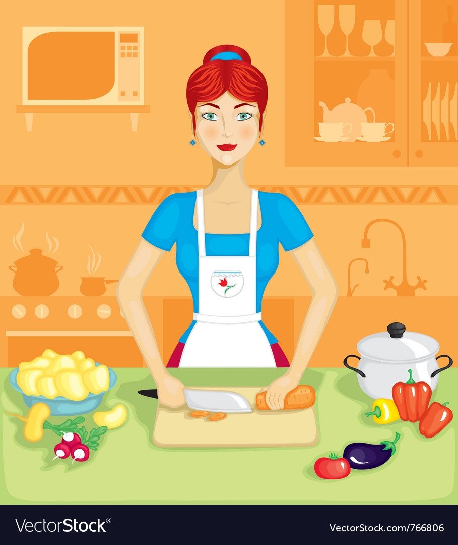 Мама на кухне на английском. Женщина на кухне. Рисования женщина на кухне. Мама на кухне рисунок. Домохозяйка.