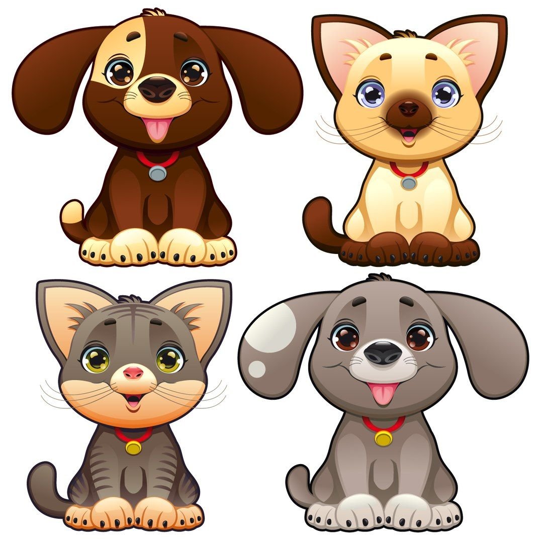 Животные кошки и собаки рисунки
