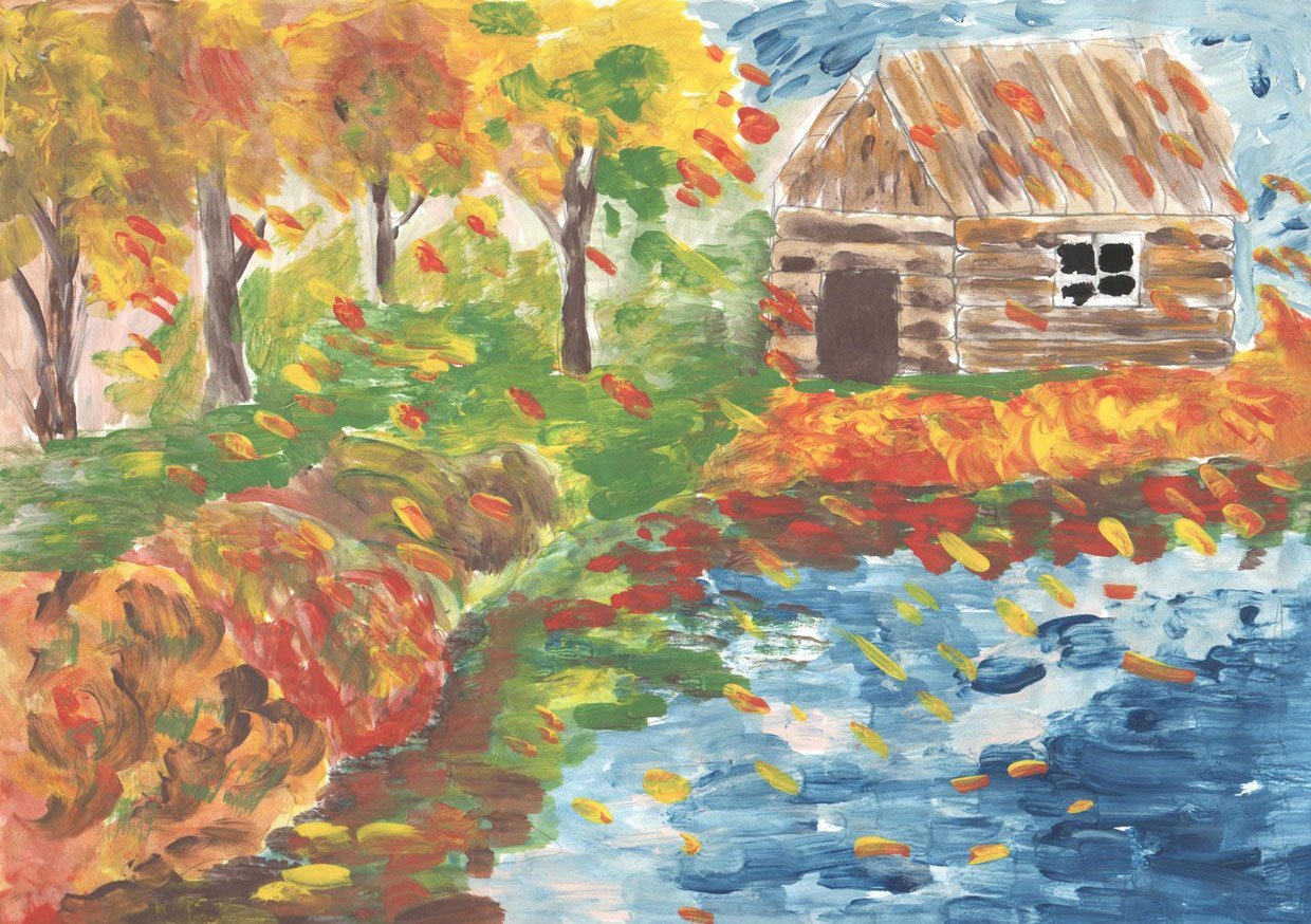 Пейзаж 6. Детский рисунок осень. Рисунок осень 2 класс. Пейзаж осенний карандашом фломастерами. Осень в нашем городе рисунки.