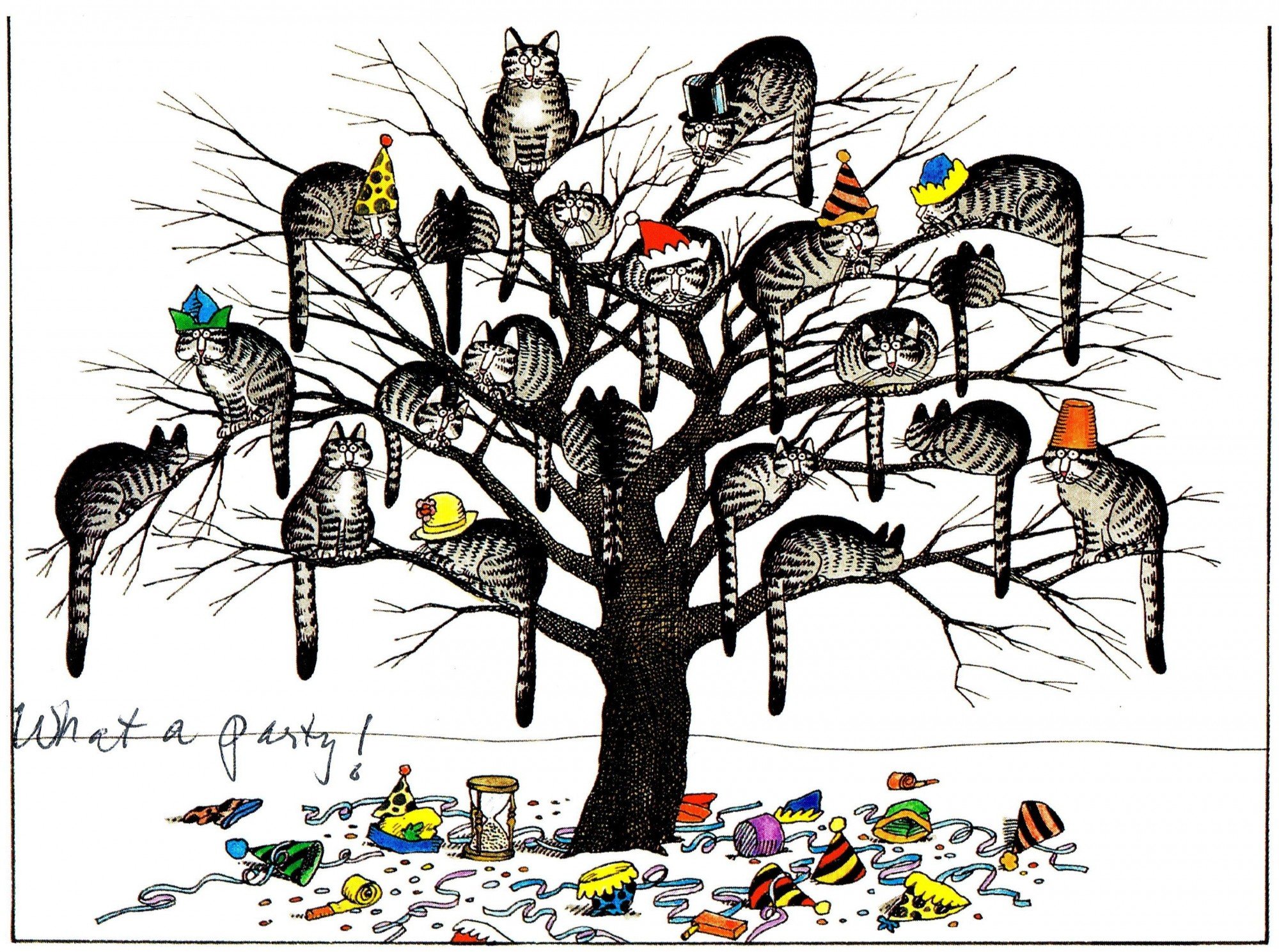 Много кошек на дереве