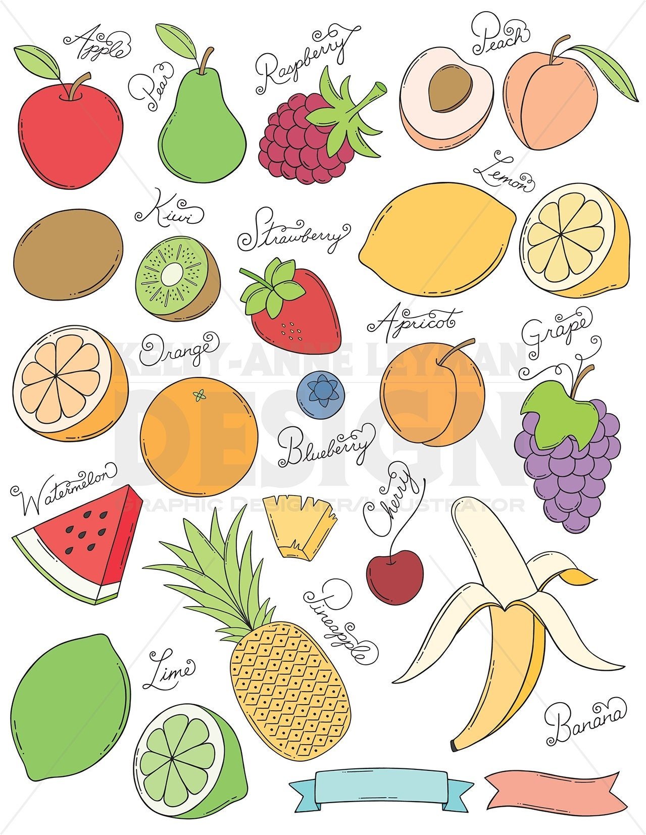 Маленькие рисуночки фруктов