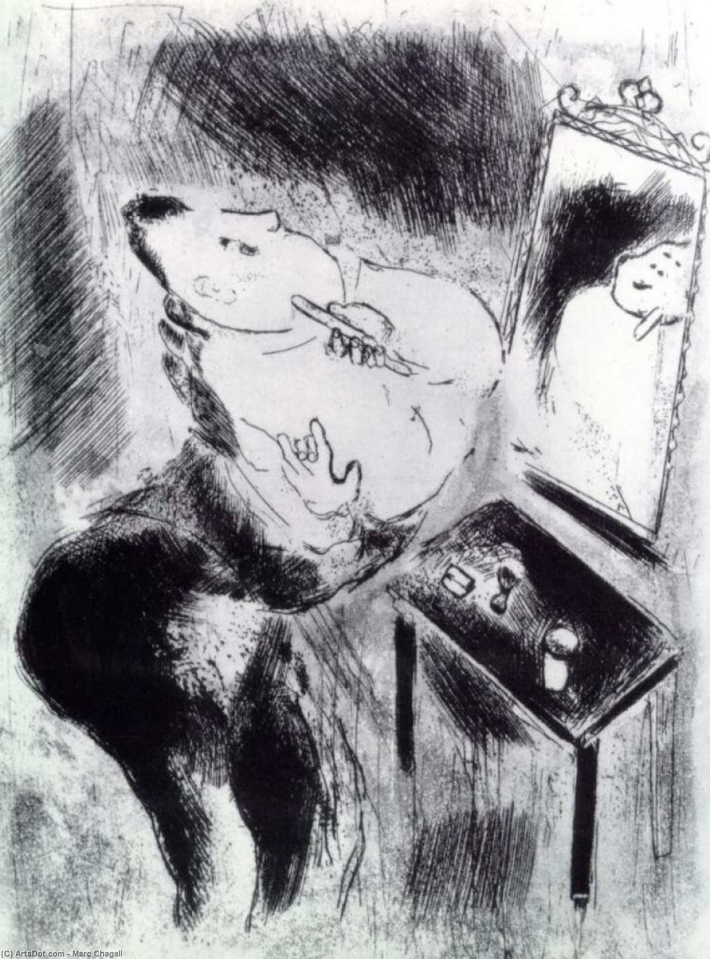 Шагал иллюстрация. Офорты к мертвым душам Шагал.