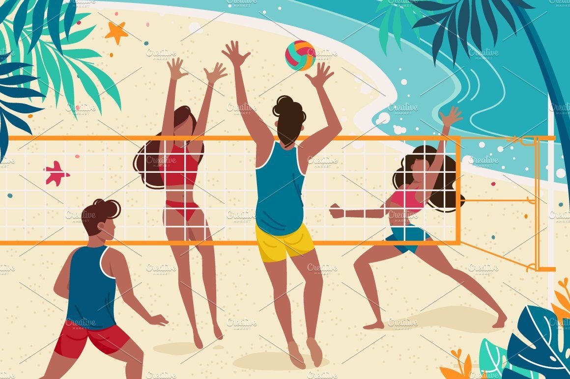 Пляжный волейбол иллюстрация