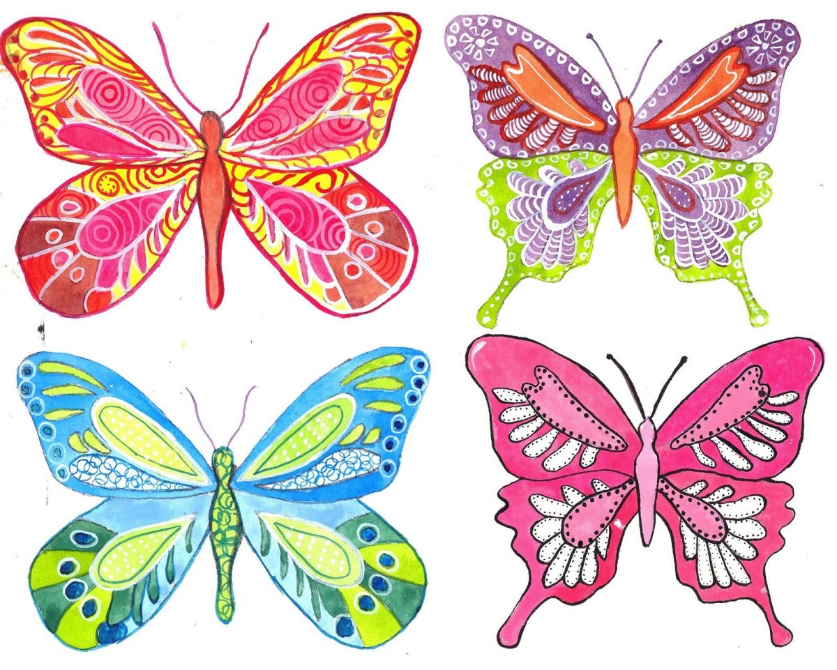 Бабочки картинки для вырезания цветные двухсторонние