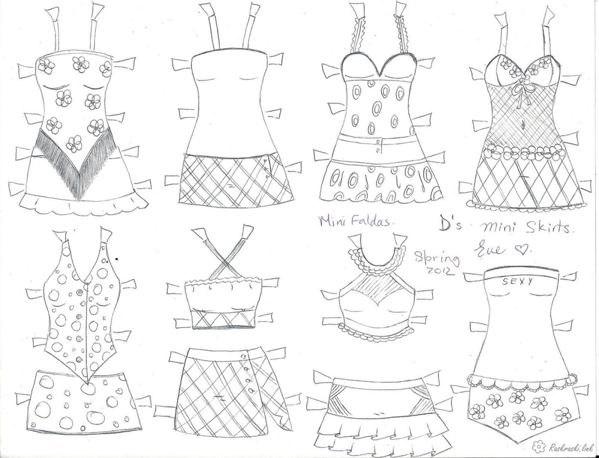 Контур фартука для раскрашивания