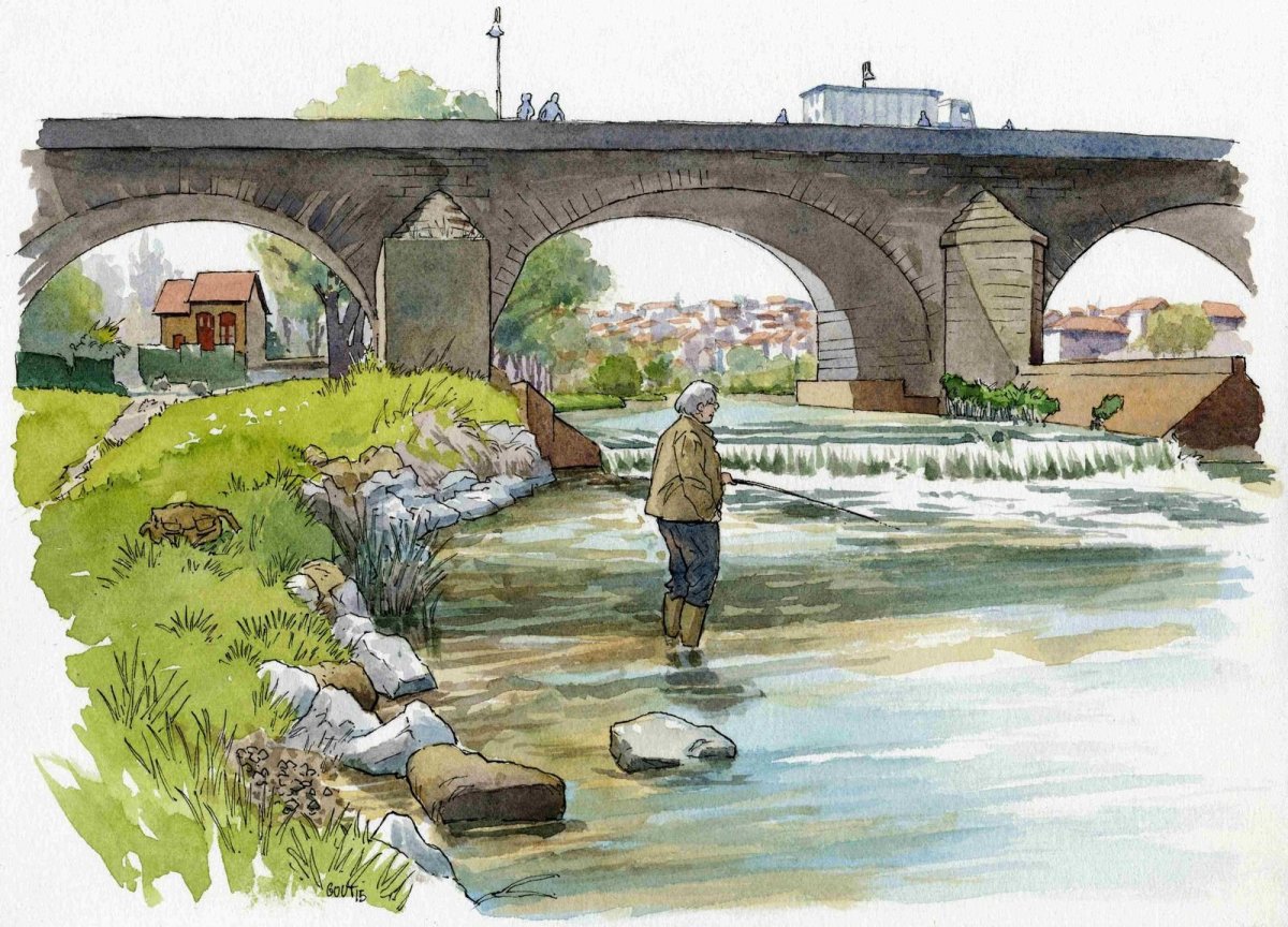 Мост акварелью