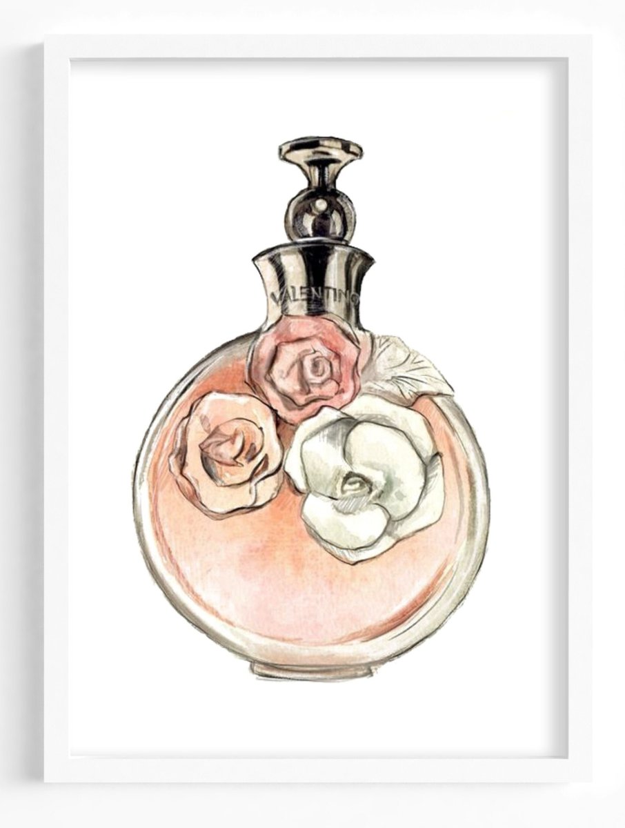 Флакон духов акварелью