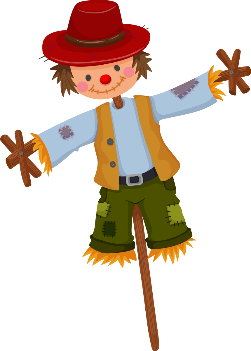 Пугало огородное на белом фоне