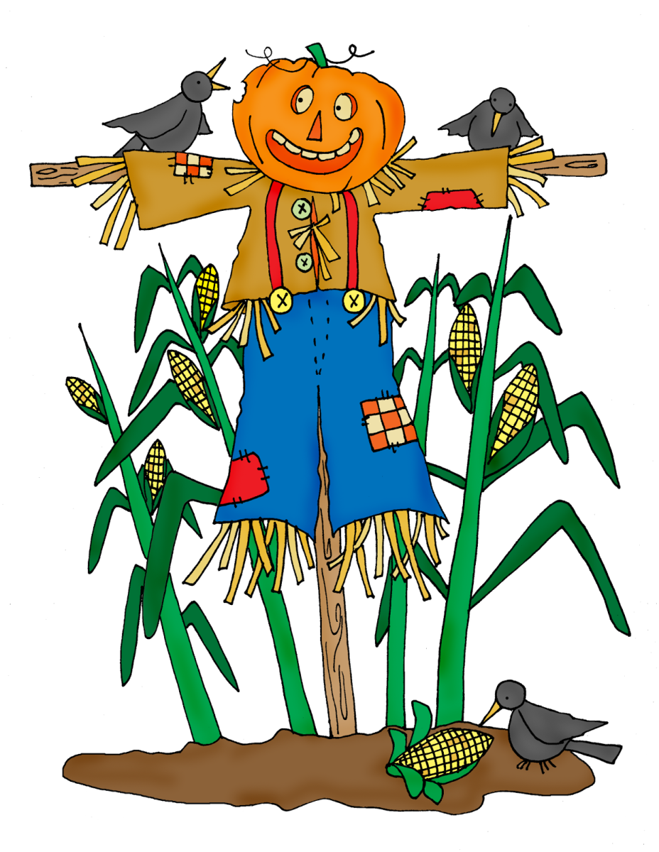 Пугало огородное на белом фоне