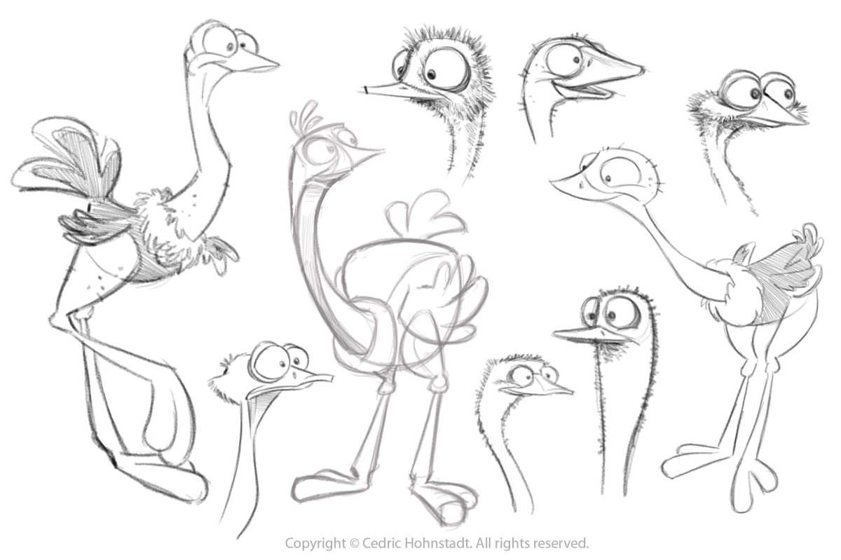 Страус раскраска