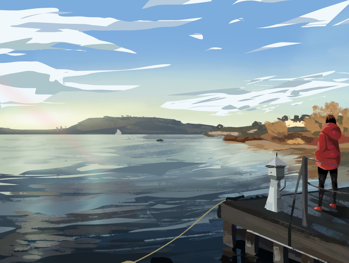 Зарисовки мостков на реке