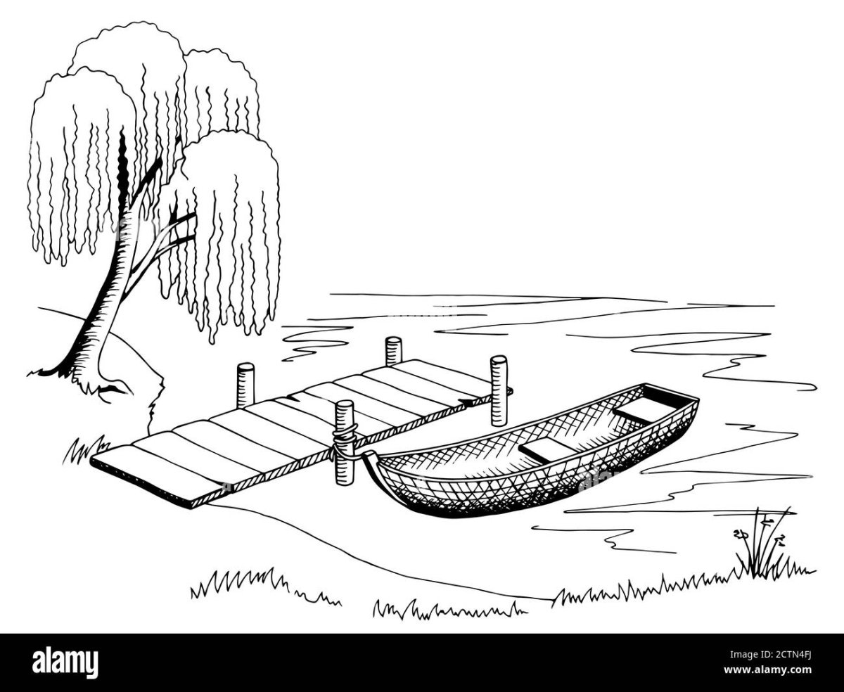 Корабль на Пристани рисунок