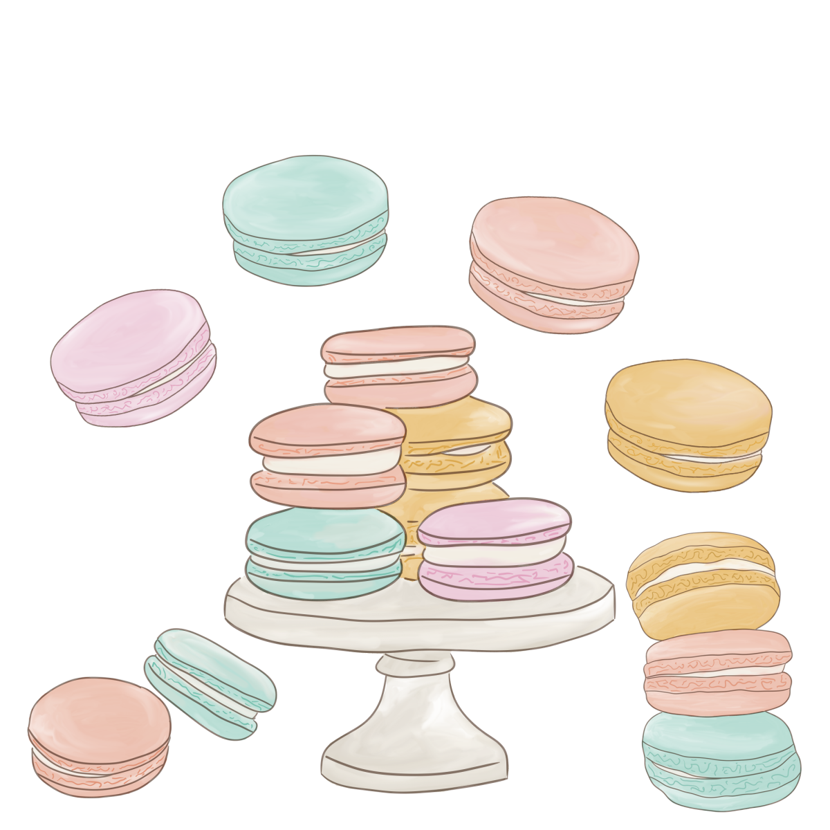 Бланк для визитки с пирожным макарон