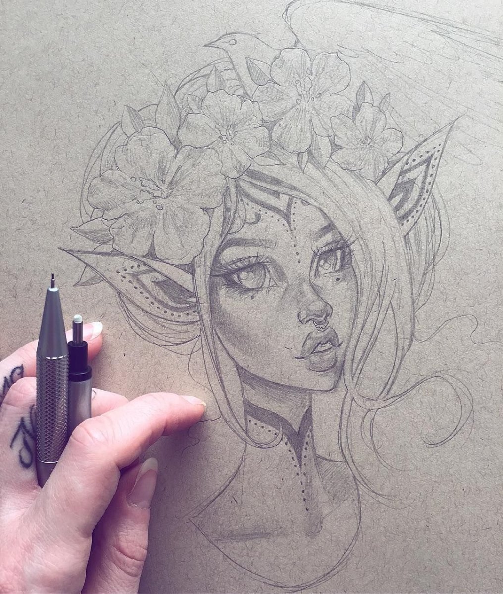 Русалка рисунок карандашом