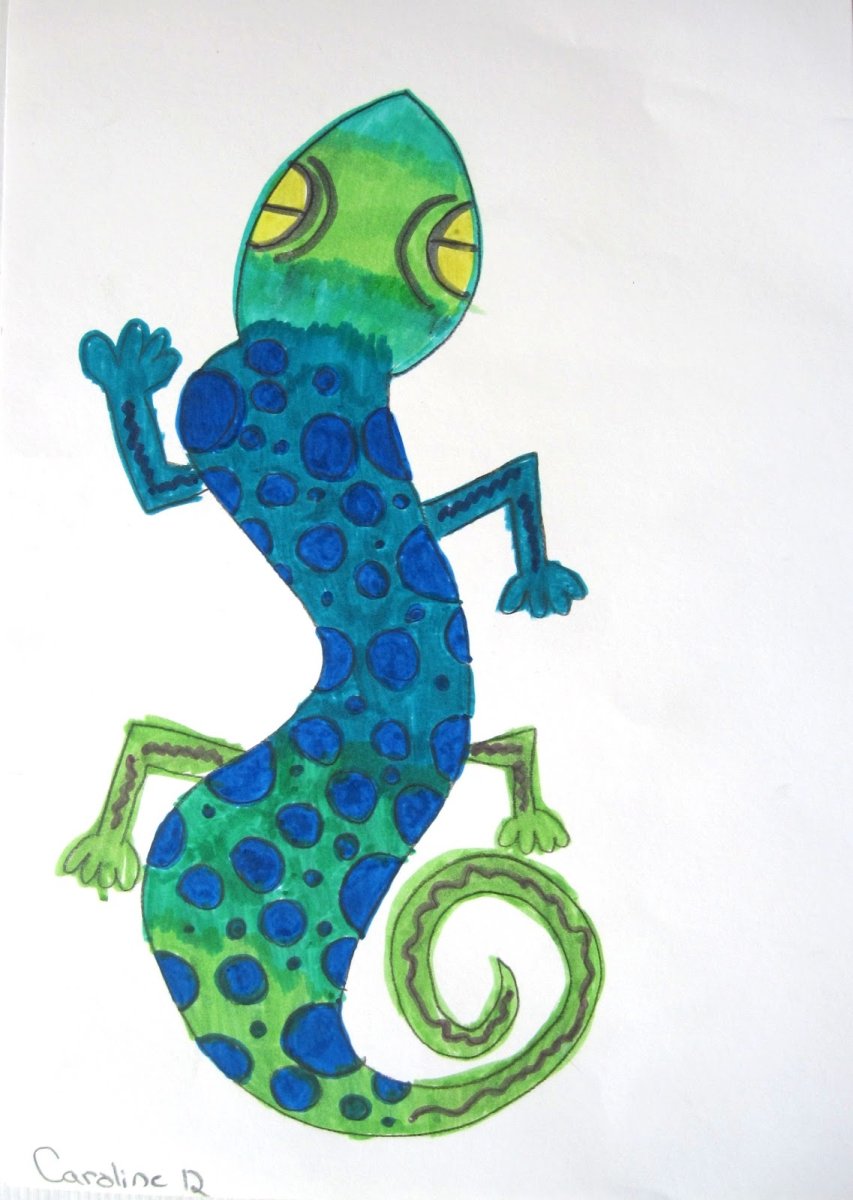 Геккон рисунок гуашью