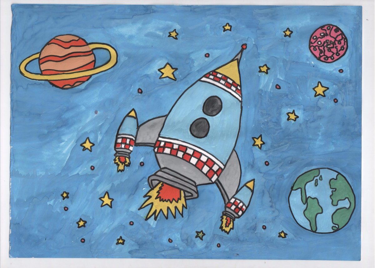 Рисование для детей 5-7 лет на тему «Космос» поэтапно с фото