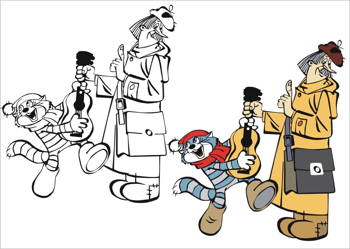 Дядя фёдор пёс и кот раскраска