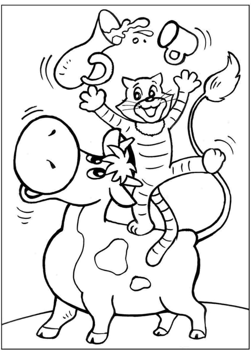 Новый год в Простоквашино раскраска