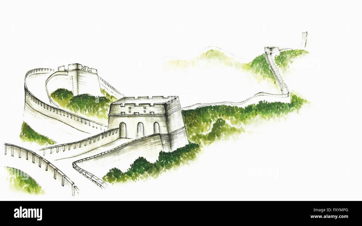 Китайская стена на белом фоне