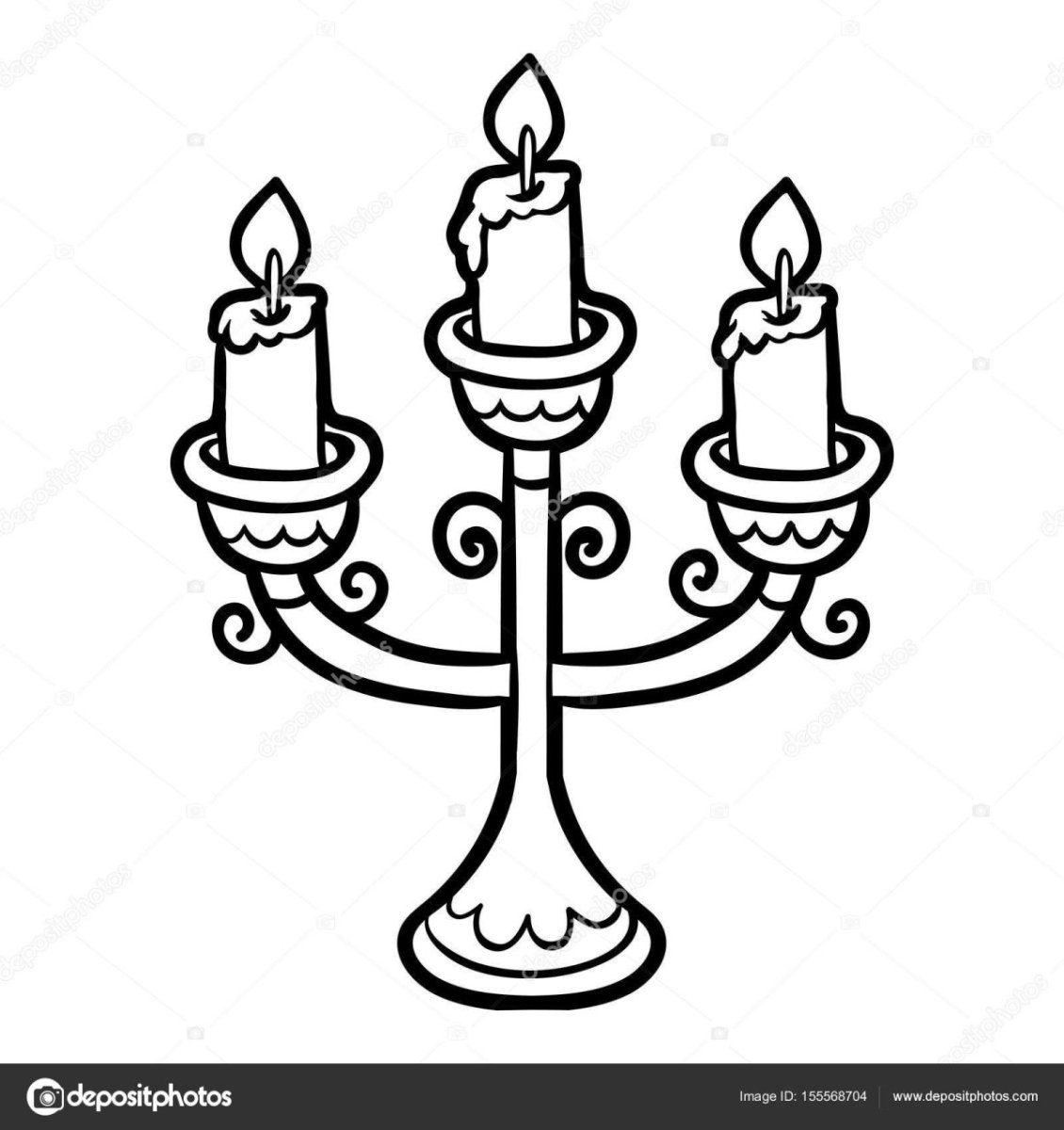 Горящая свеча раскраска для детей