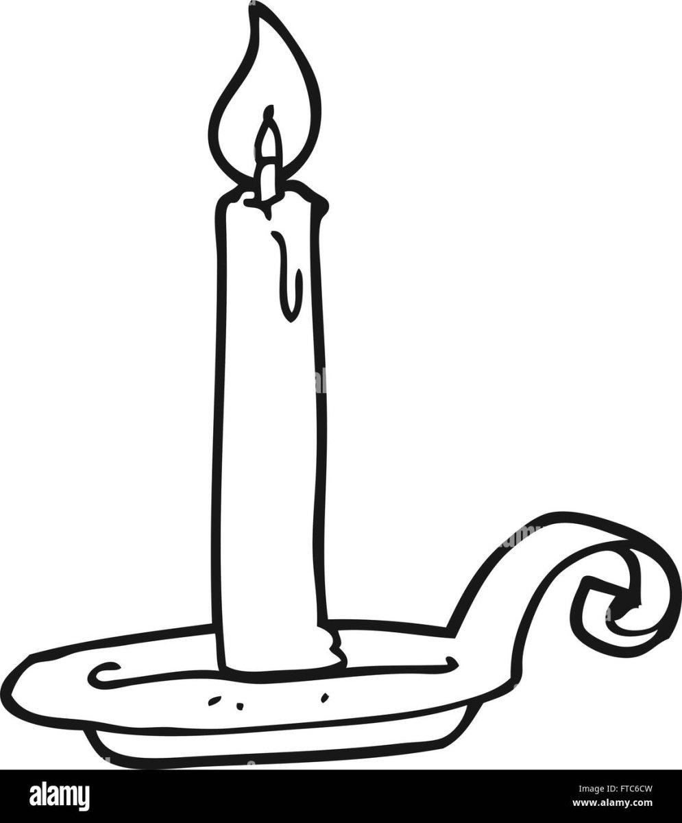 Свеча в подсвечнике контур