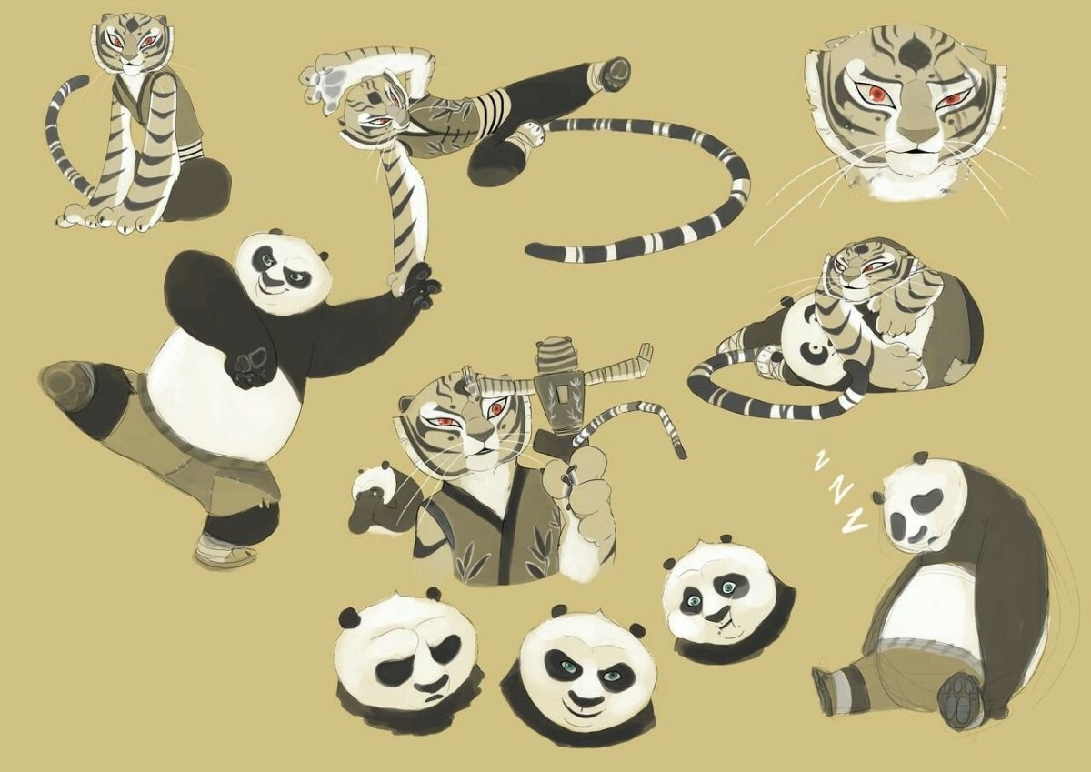 Кунг фу Панда тигрица и белый тигр