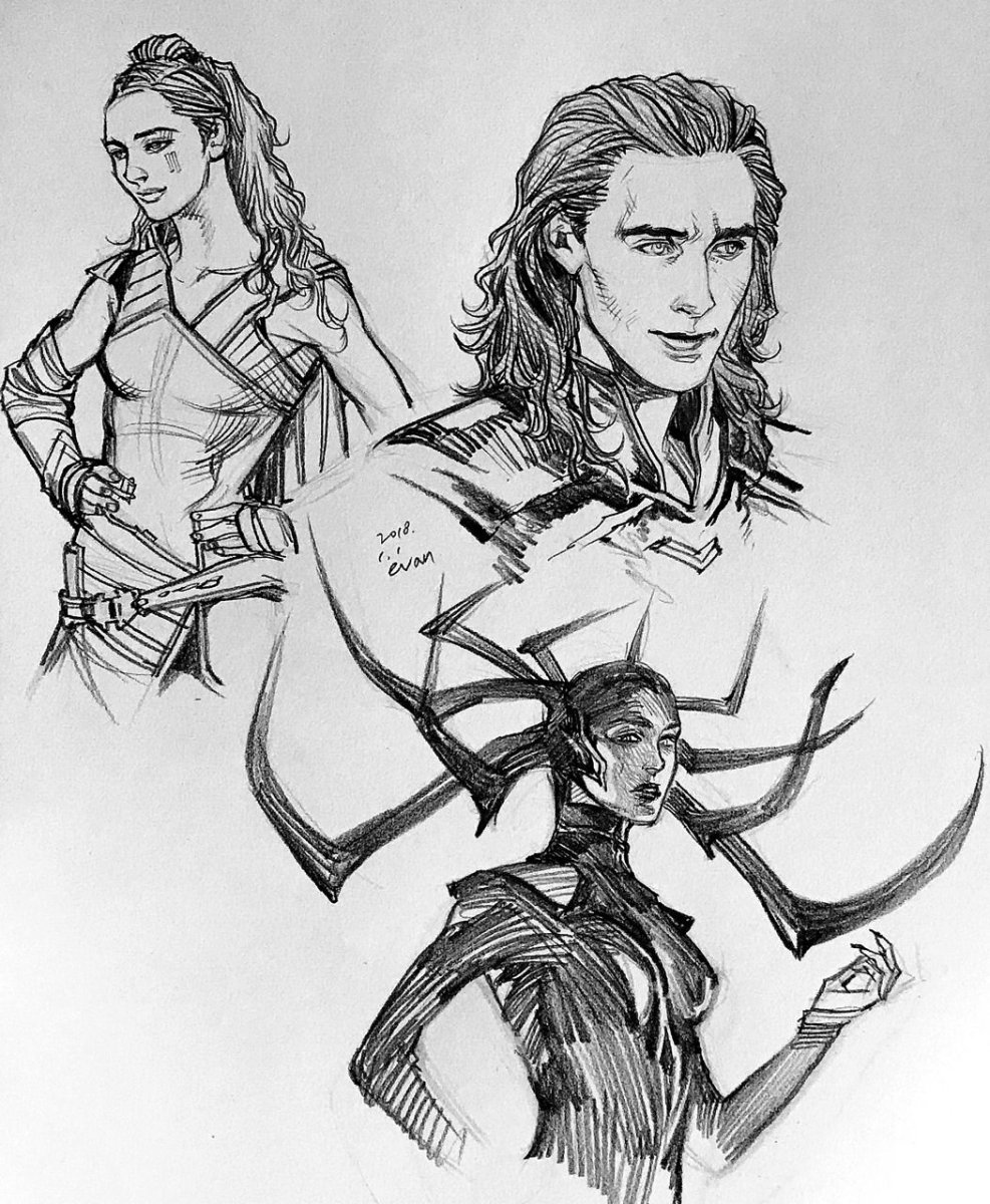 Чиби герои Марвел скетчи