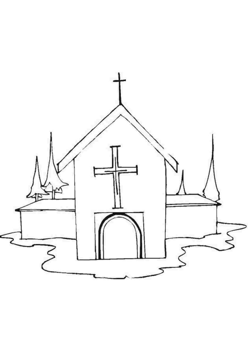 Католический храм рисунок