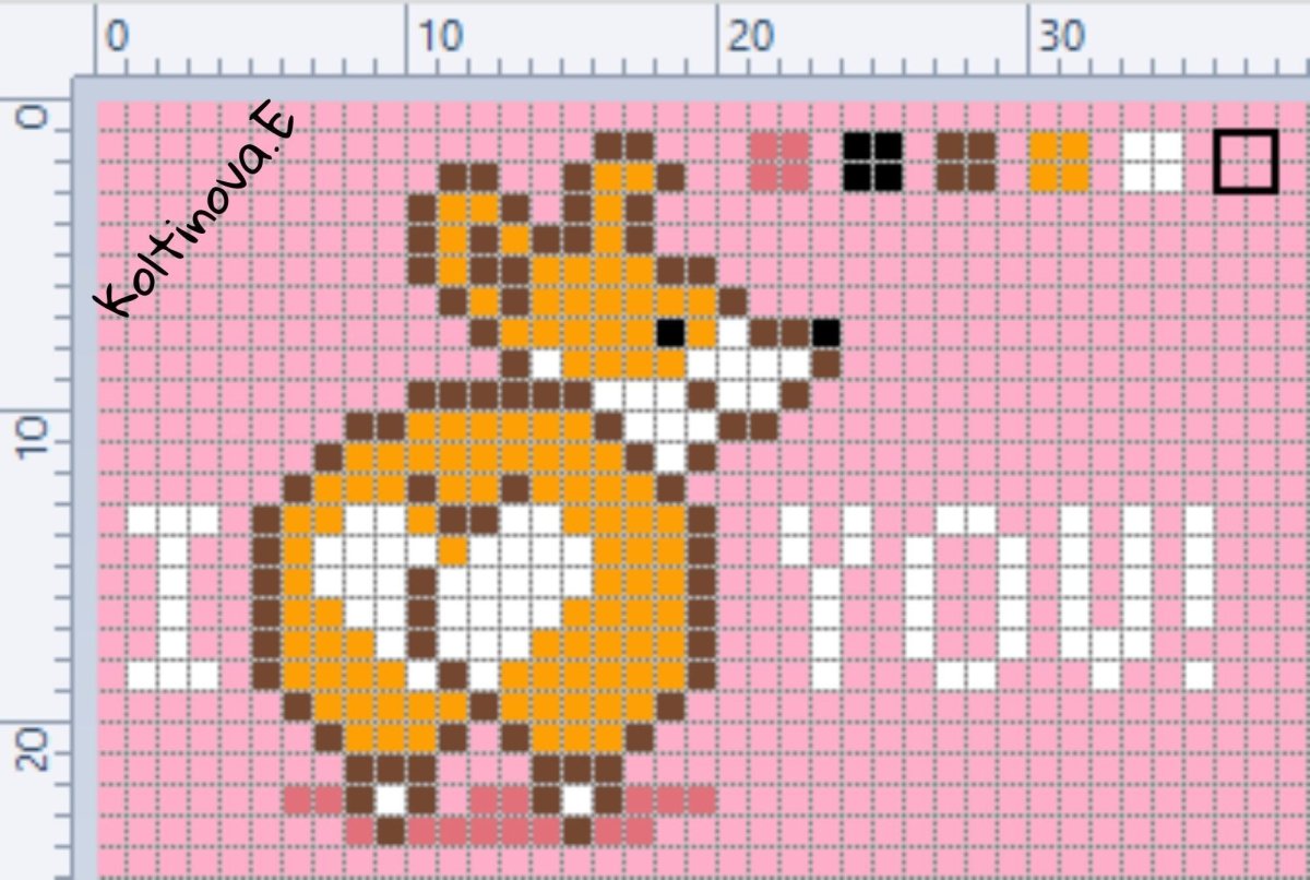 Рисование котика Пушина по клеткам