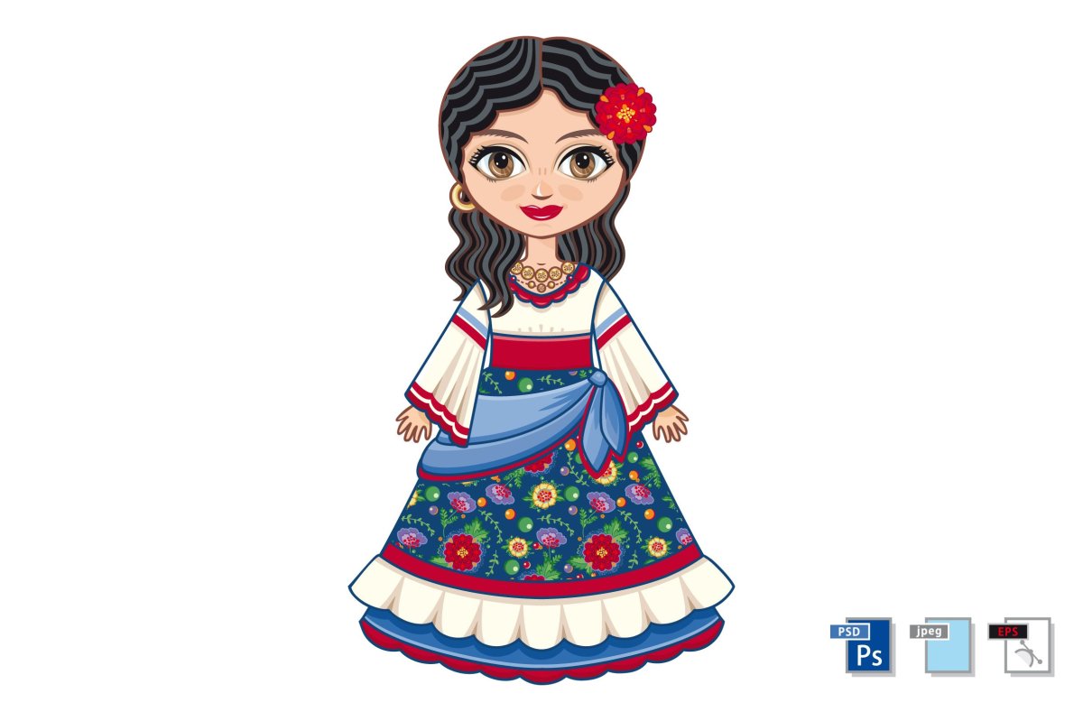 Мультяшный цыгане в национальном костюме