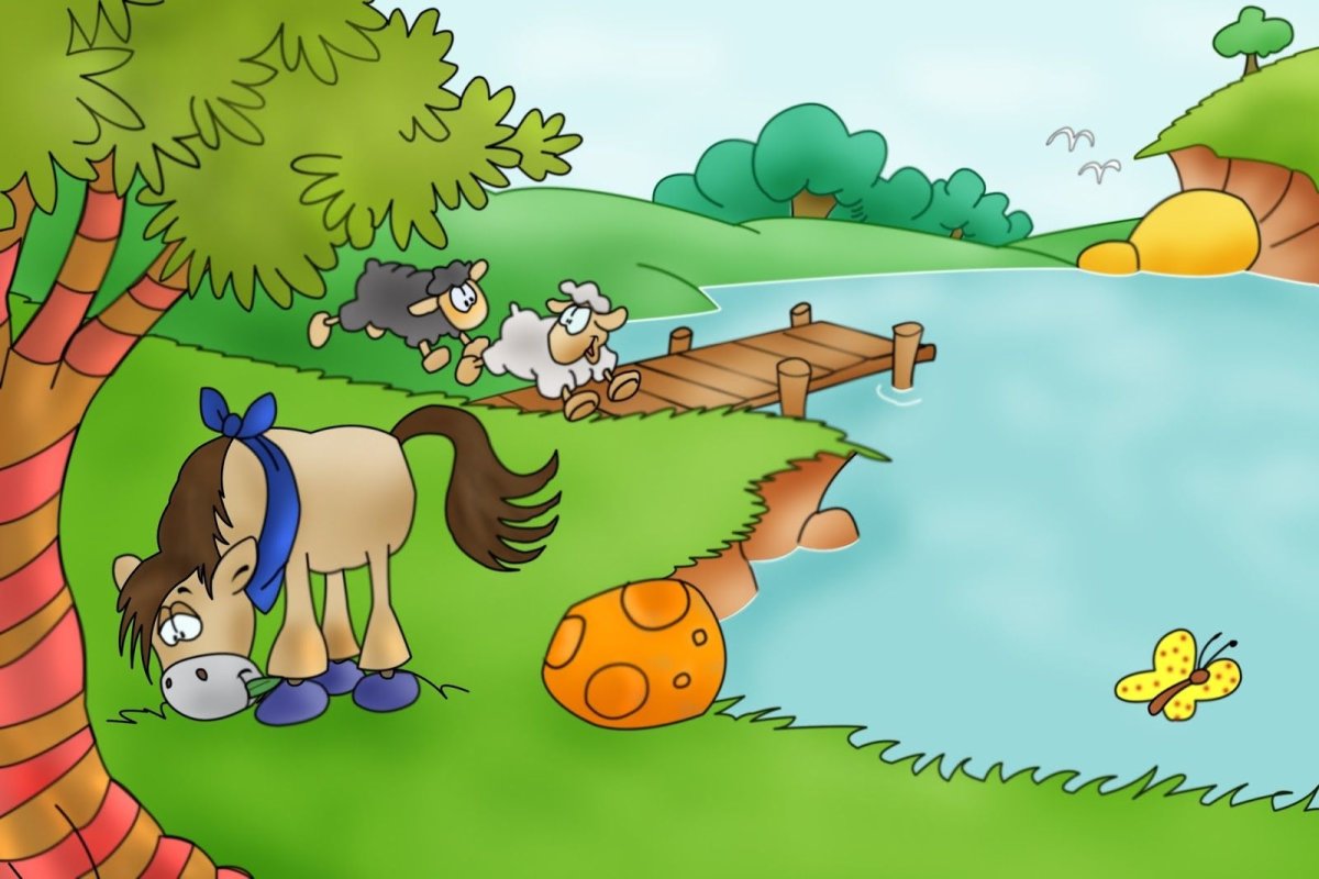 Детский фон с домашними животными