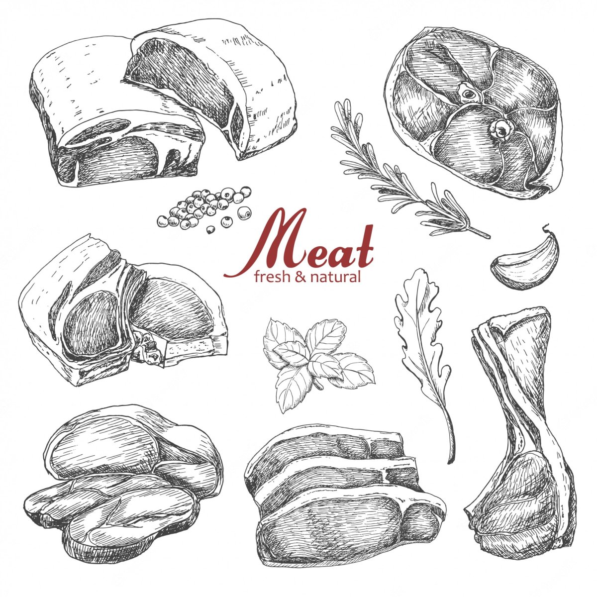 Мясо рисунок карандашом