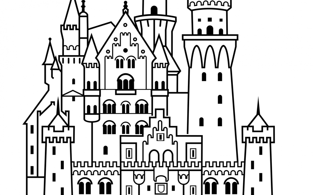 Средневековый замок 4 класс. Замок Нойшванштайн раскраска. Замок рисунок. Замок в романском стиле рисунок. Дворец раскраска.