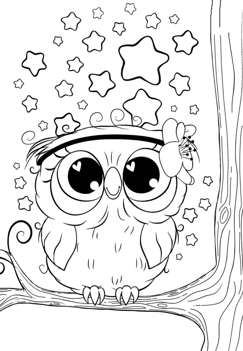 Сова раскраска