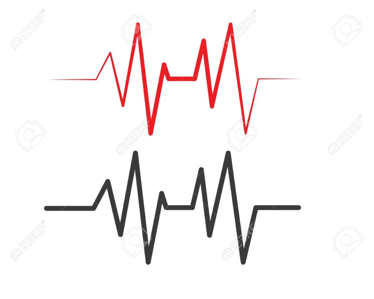 Эскиз кардиограмма с сердцем