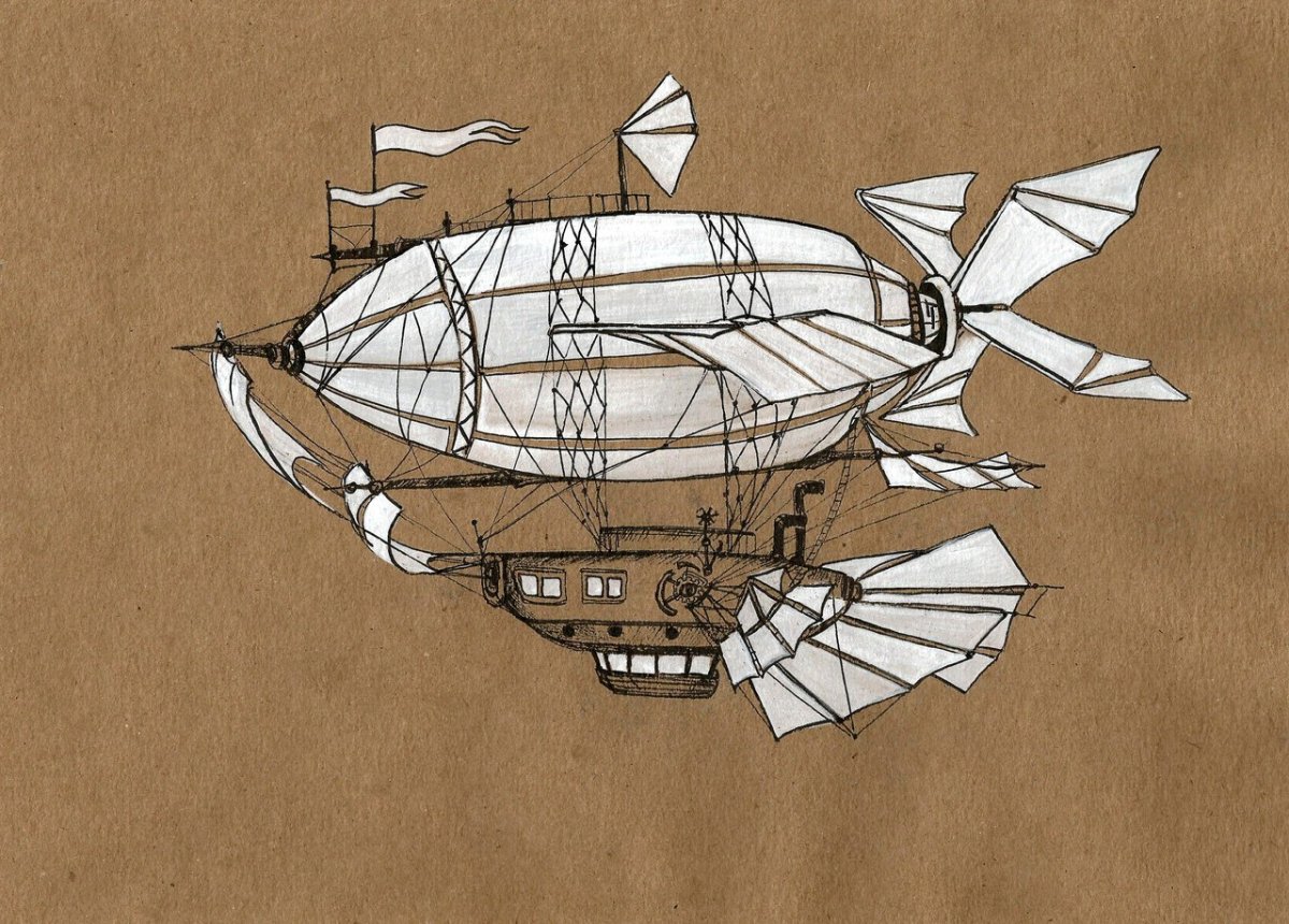 Стимпанк вектор дирижабль