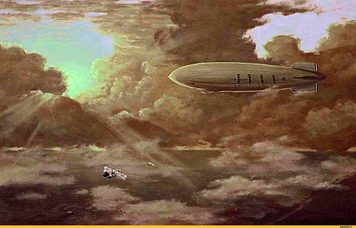 Дирижабль Цеппелин живопись