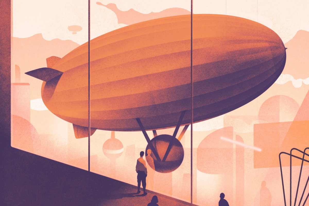 Разноцветные дирижабли арт