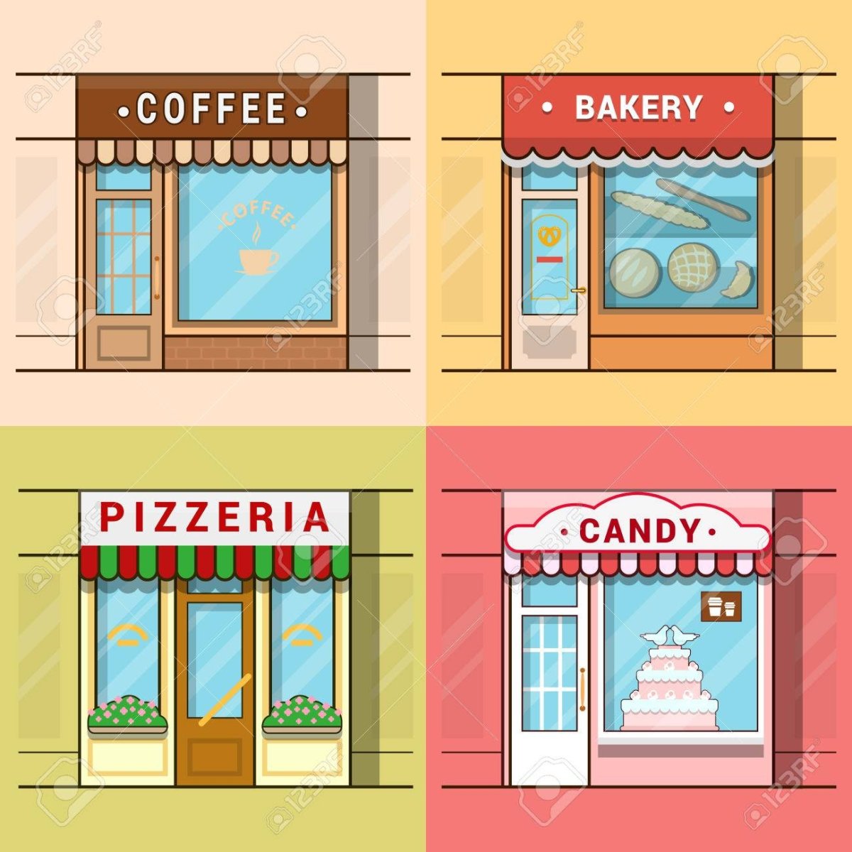 Иллюстрация с изображением витрин магазина