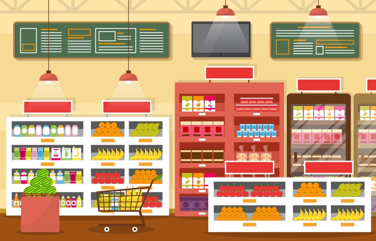 Полка с продуктами вектор