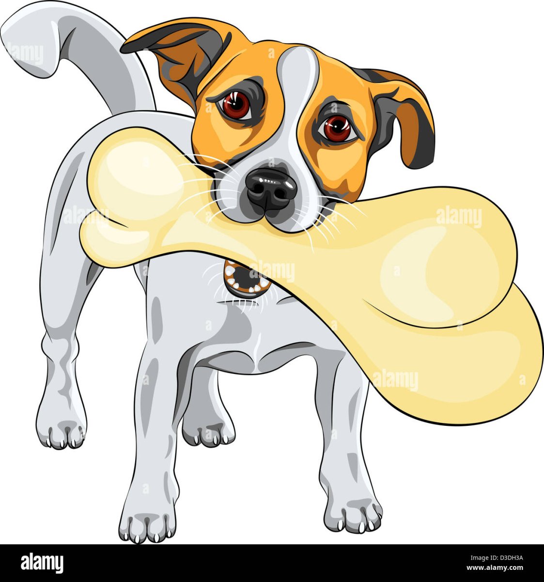 Собака косточка в зубах иллюстрация