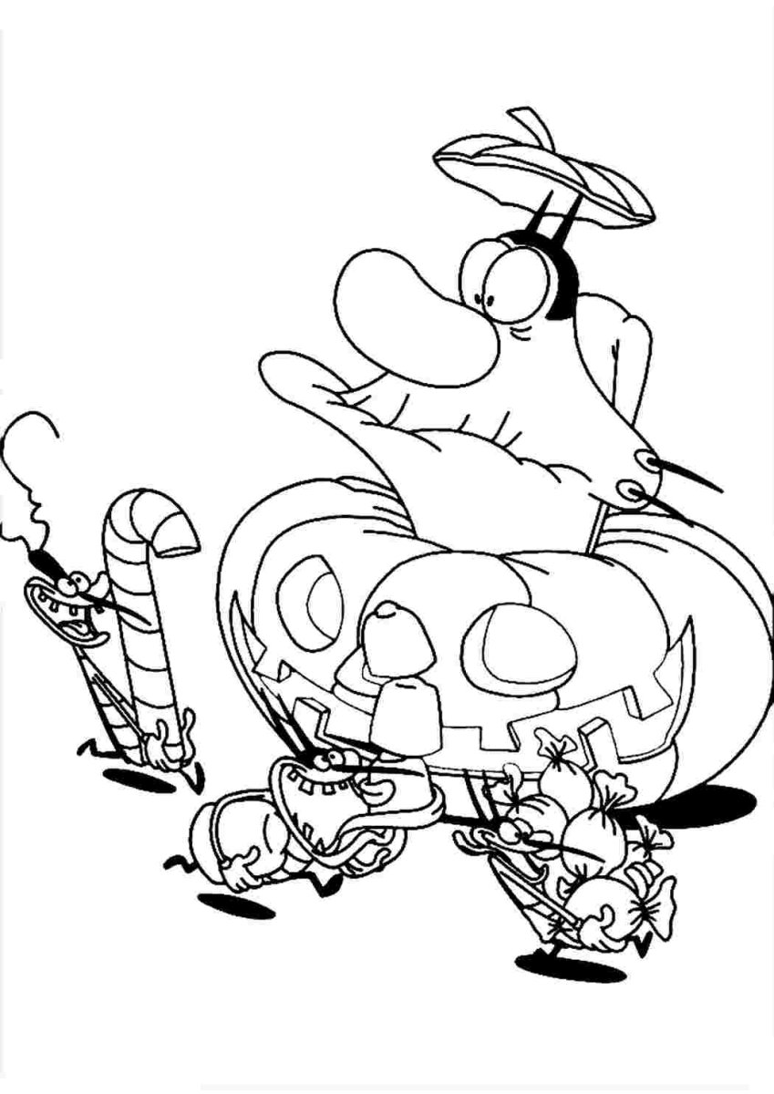 Раскраска Огги и тараканы