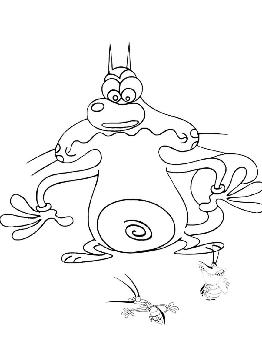 Раскраска из мультика Огги и тараканы
