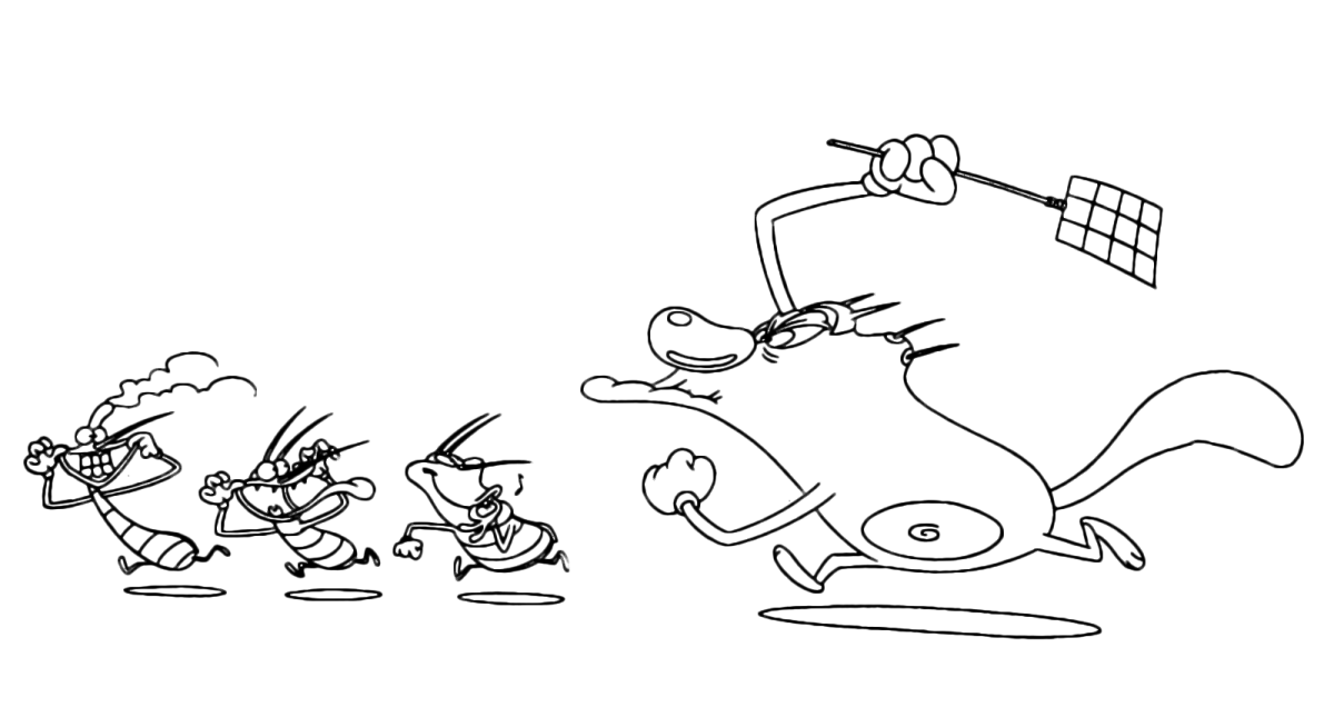 Раскраска Огги и тараканы