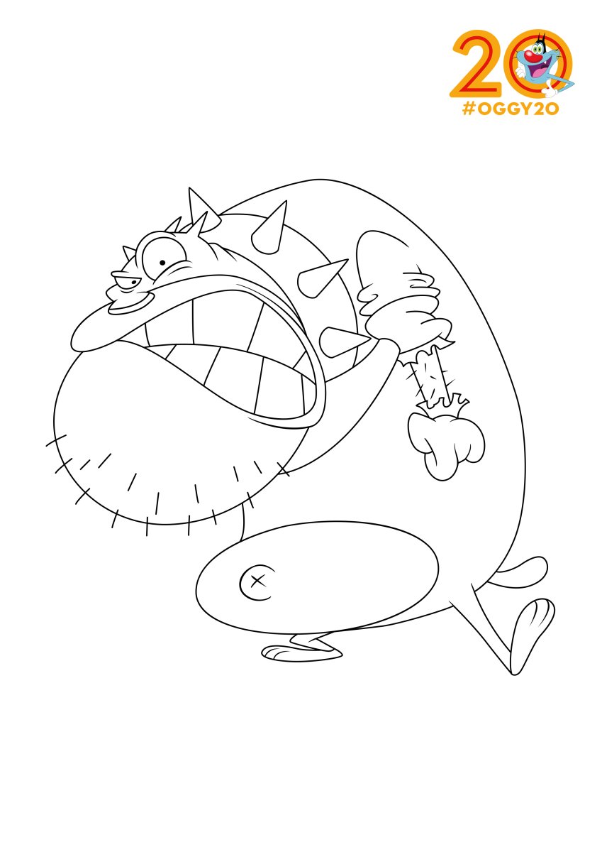 Раскраска Огги и тараканы