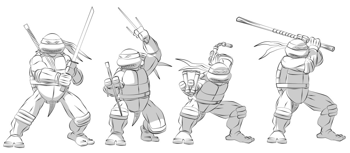 Черепашки ниндзя раскраска цветная