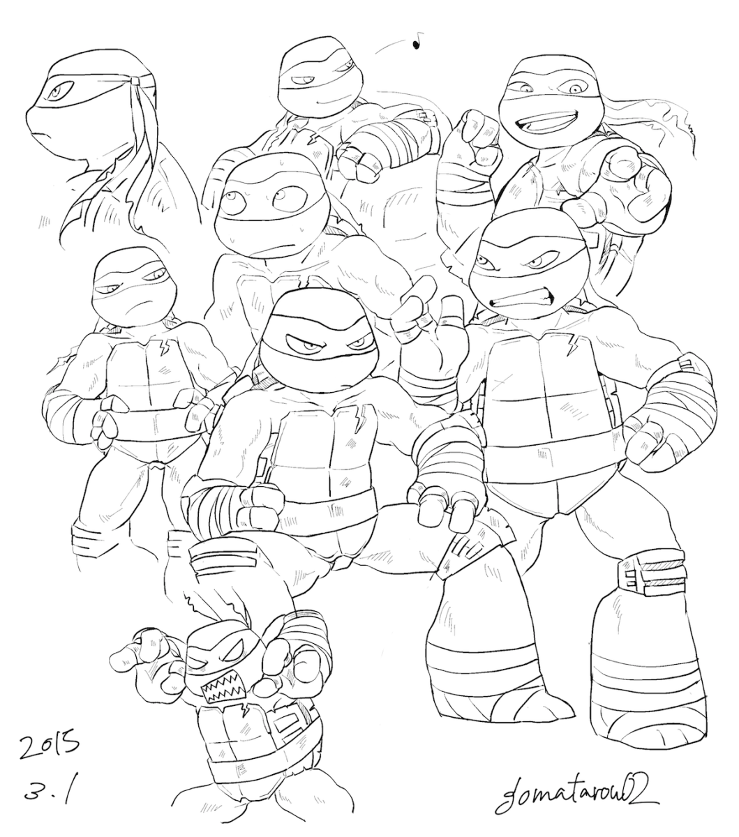 Раскраска Черепашки ниндзя 2012 Микеланджело