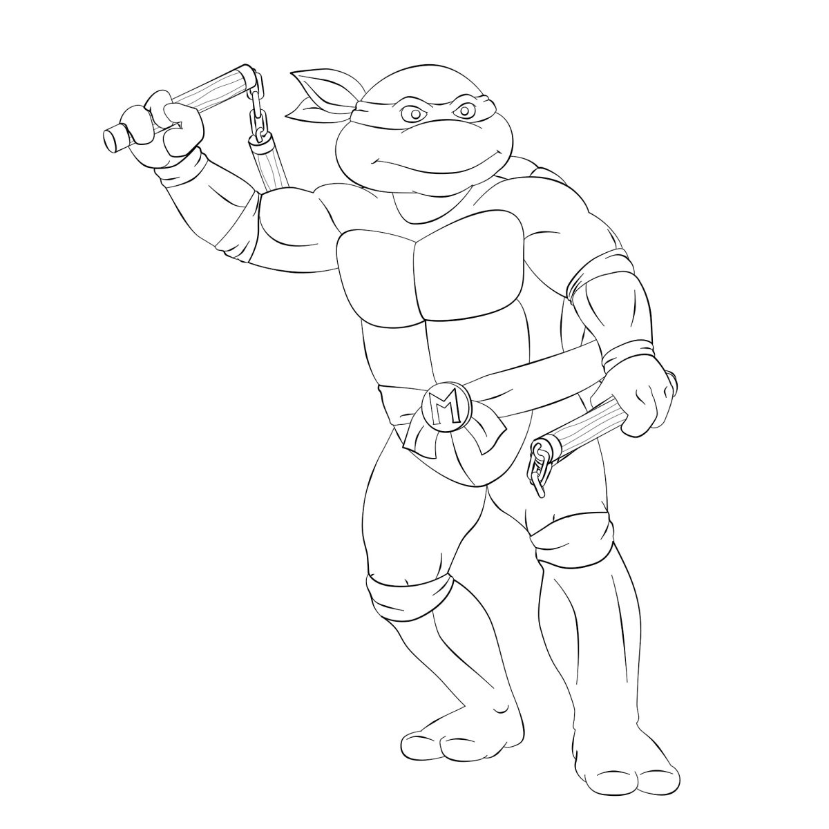 Раскраска Черепашки ниндзя Микеланджело