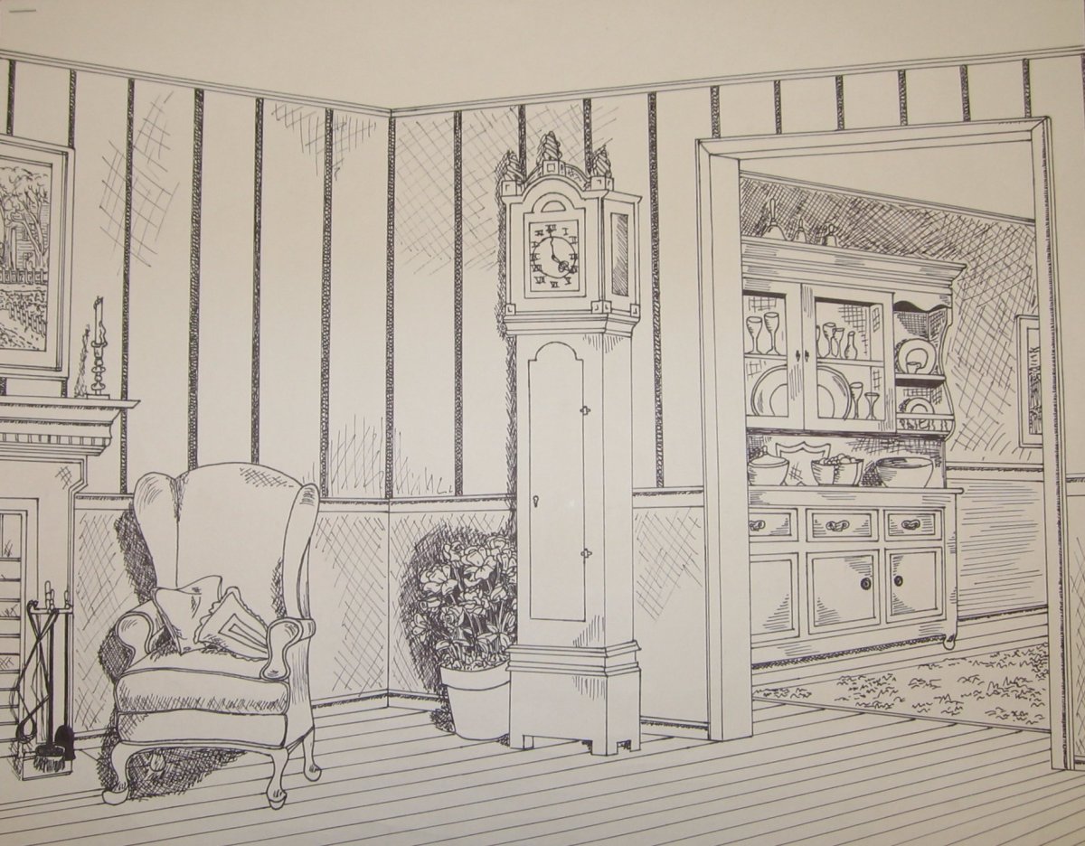 Рисунок классический стиль комнаты для подростка