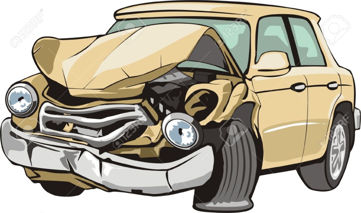 Мультяшный автомобиль в ДТП